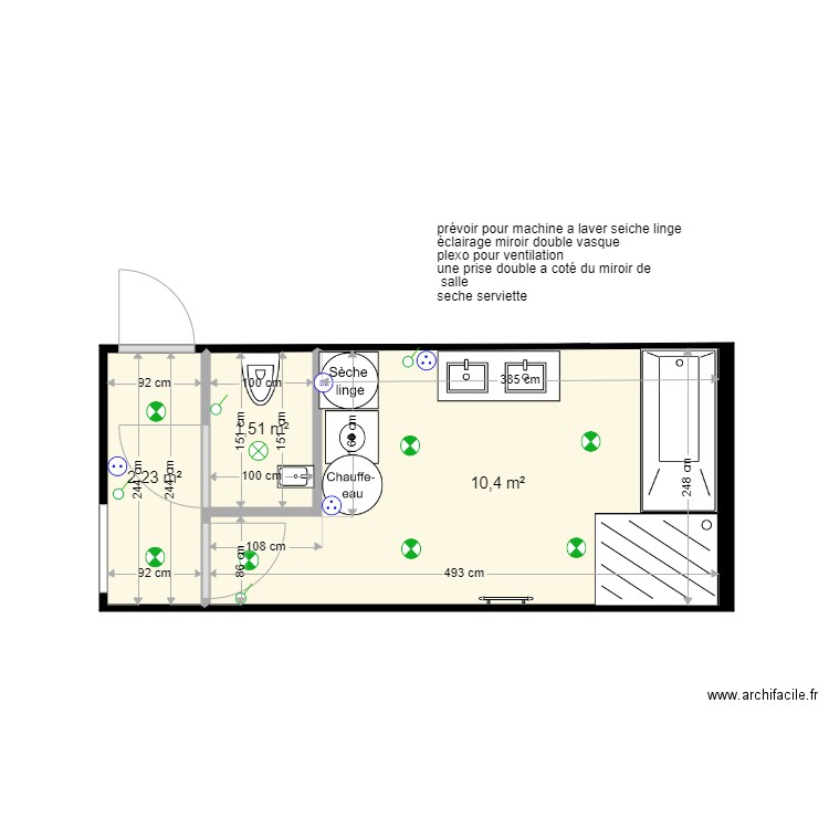 salle de bain définitive. Plan de 0 pièce et 0 m2