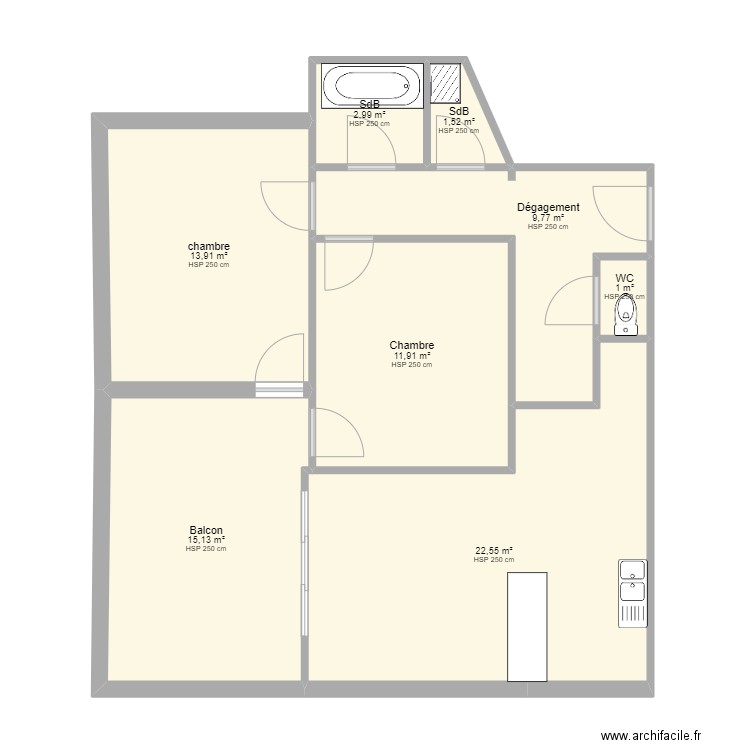 LEFIBLEC - Plan d'appartement. Plan de 0 pièce et 0 m2