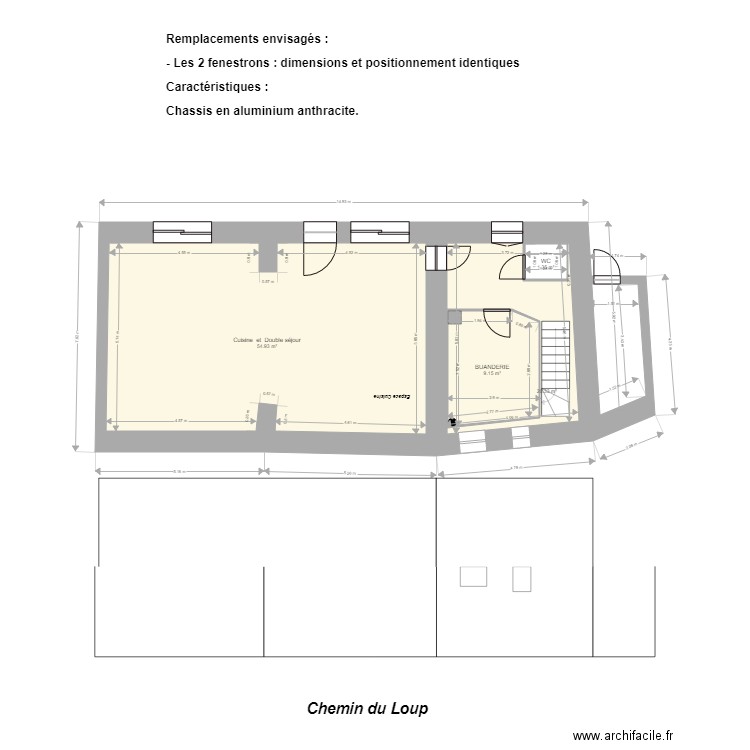 FACADE NORD. Plan de 13 pièces et 220 m2