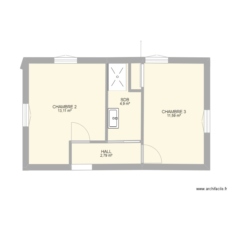 ETAGE 2 CHAMBRES ET 1 SDB. Plan de 0 pièce et 0 m2