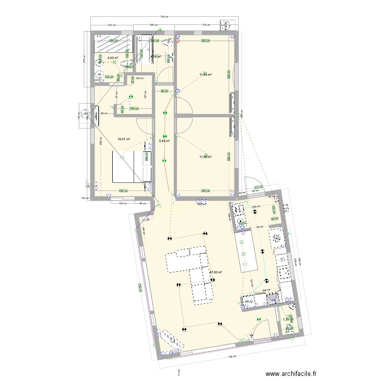 meublesinterrieur. Plan de 8 pièces et 103 m2