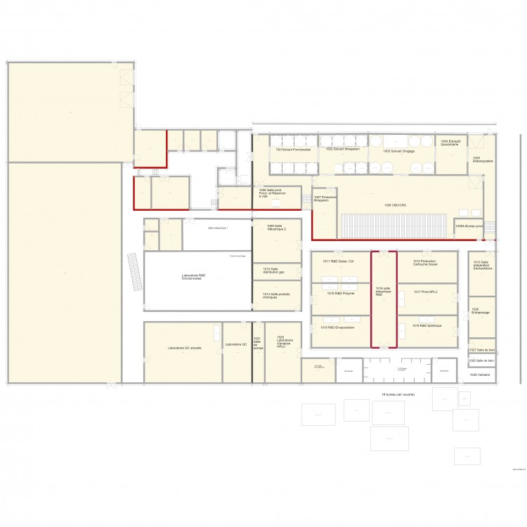 Phase 1 agrandissement Est locaux v3. Plan de 0 pièce et 0 m2