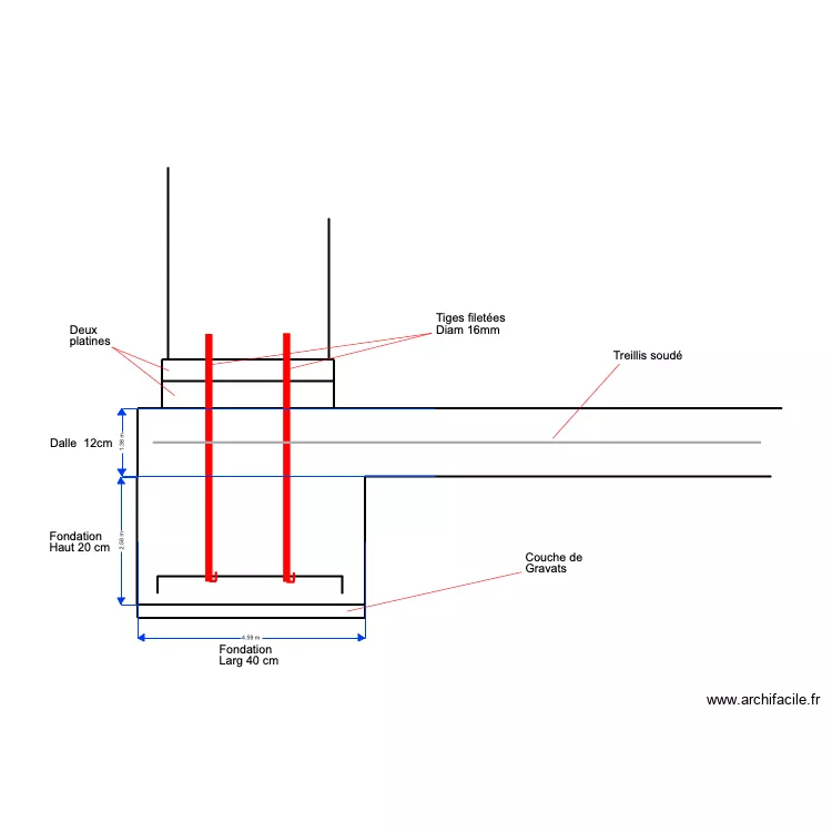 fondation hangar. Plan de fondation hangar. Plan de