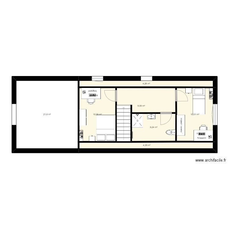 Prise en main. Plan de 7 pièces et 66 m2