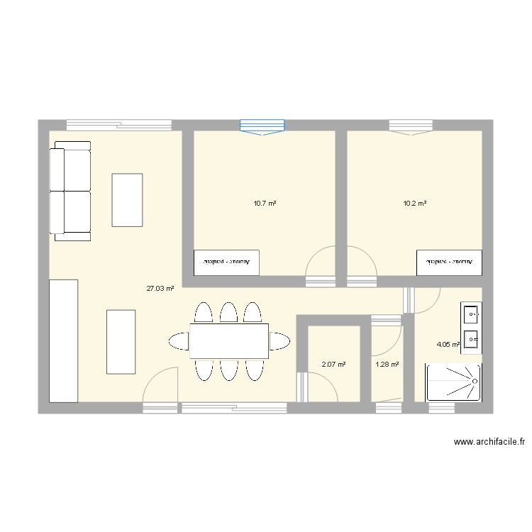 60m2 f3. Plan de 0 pièce et 0 m2