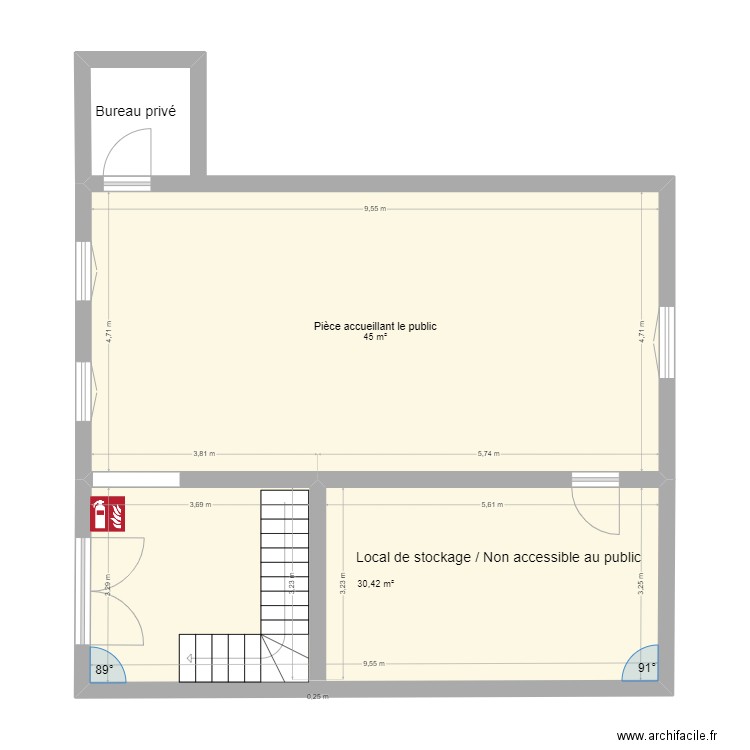 BOISSEZON AVANT TRAVAUX. Plan de 2 pièces et 75 m2