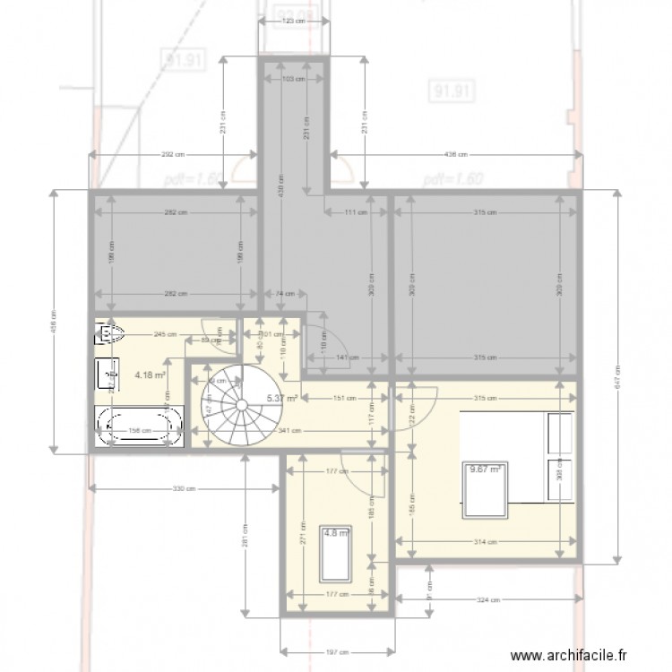 plan sotao divisé 2. Plan de 0 pièce et 0 m2