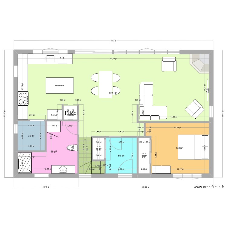 Rez de chaussée Octobre 2023 - 40 x 25. Plan de 7 pièces et 91 m2