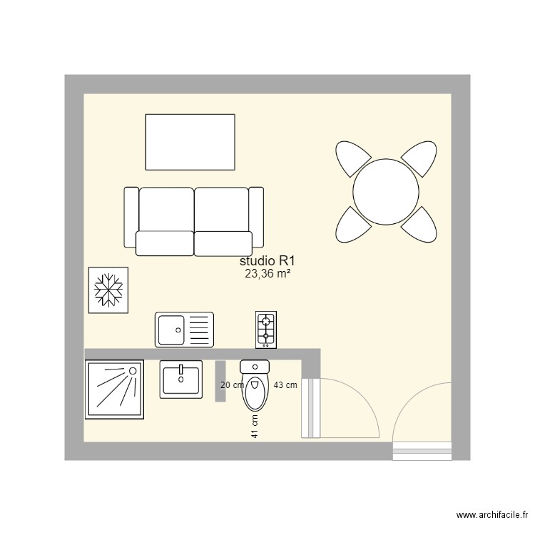 23M2 STUDIO. Plan de 0 pièce et 0 m2