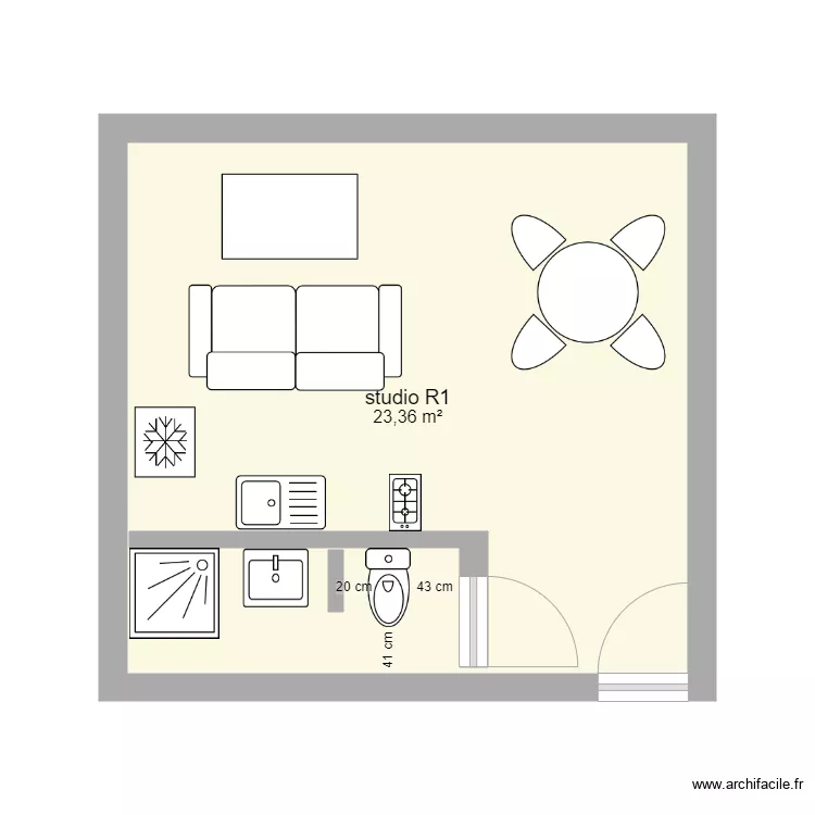 23M2 STUDIO. Plan de 