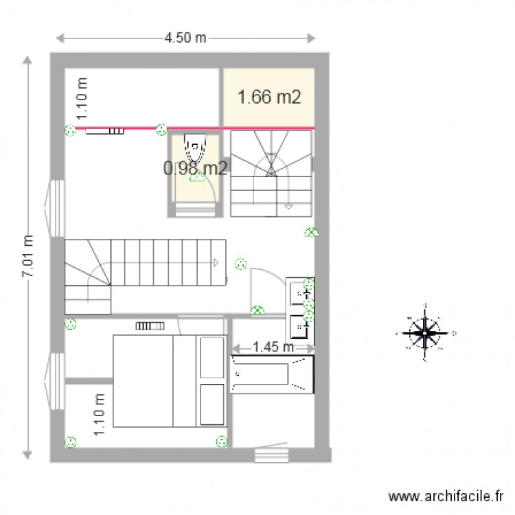 deuxième niveau escalier sud . Plan de 0 pièce et 0 m2