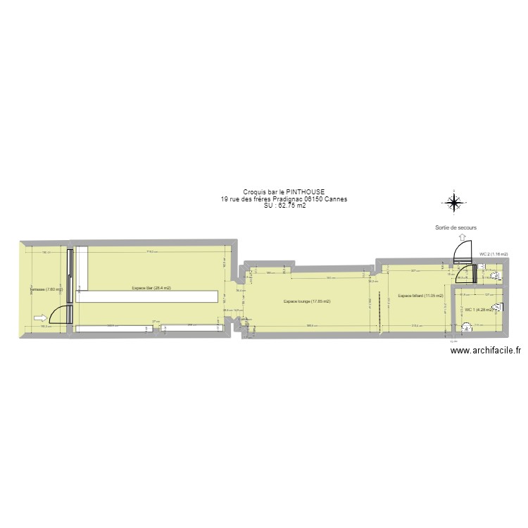 PINTHOUSE. Plan de 6 pièces et 69 m2