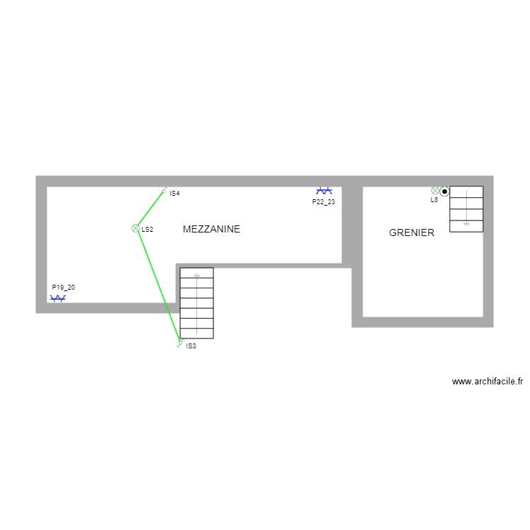 mezzanine et grenier. Plan de 0 pièce et 0 m2