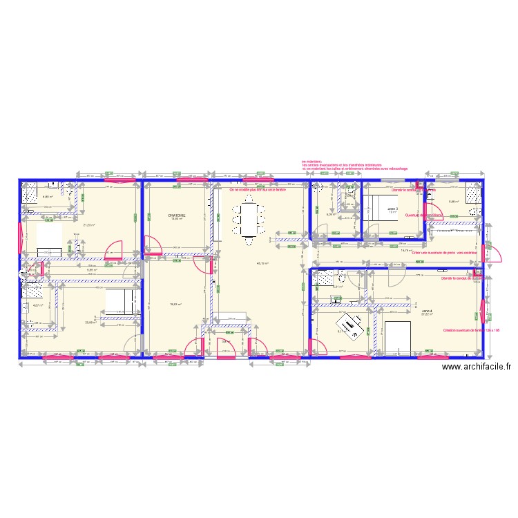 plan global Maçonnerie MODIFS EN ROUGE. Plan de 0 pièce et 0 m2