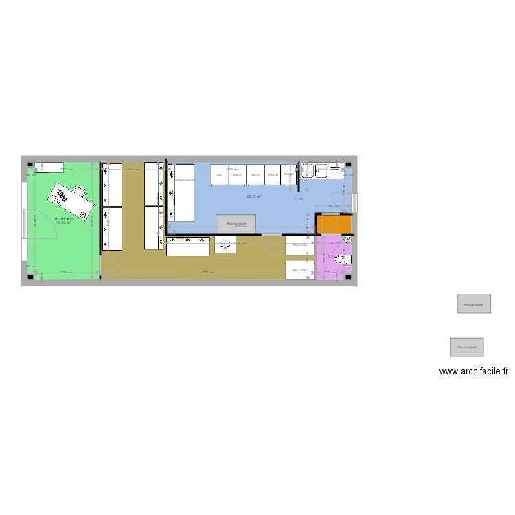 LOCAL PROVISOIRE. Plan de 9 pièces et 62 m2