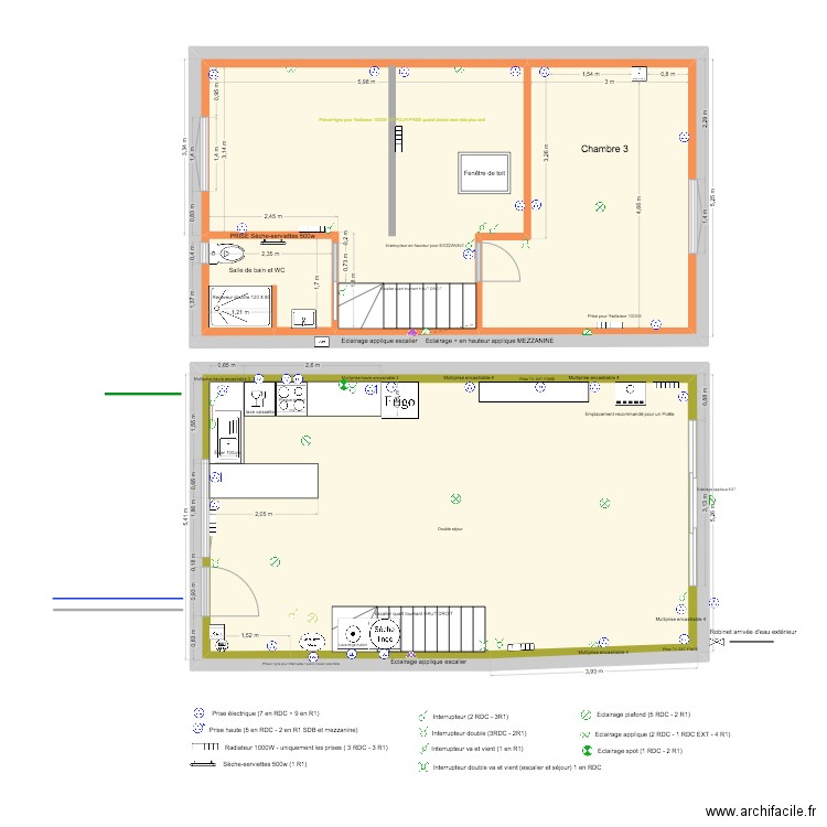 PLANS MAISON PLOMBERIE. Plan de 6 pièces et 190 m2