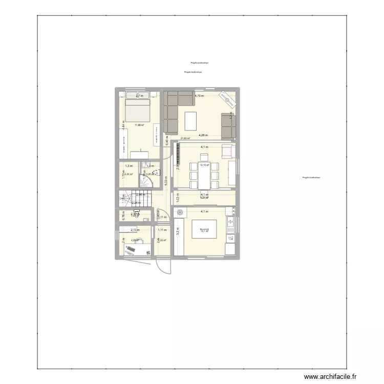 RDC cuisine. Plan de 10  et 76 m²