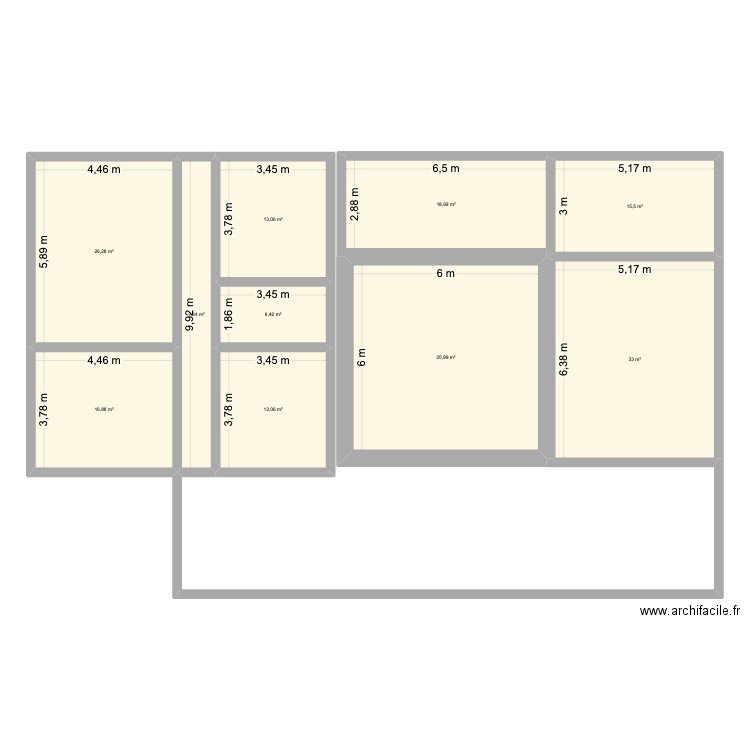pre projet. Plan de 10 pièces et 189 m2