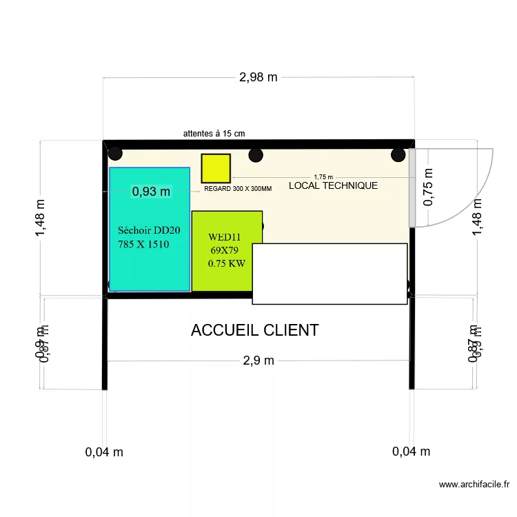 KIOSQUE LAVAGE MON TOUTOU NET. Plan de 1  et 4 m²