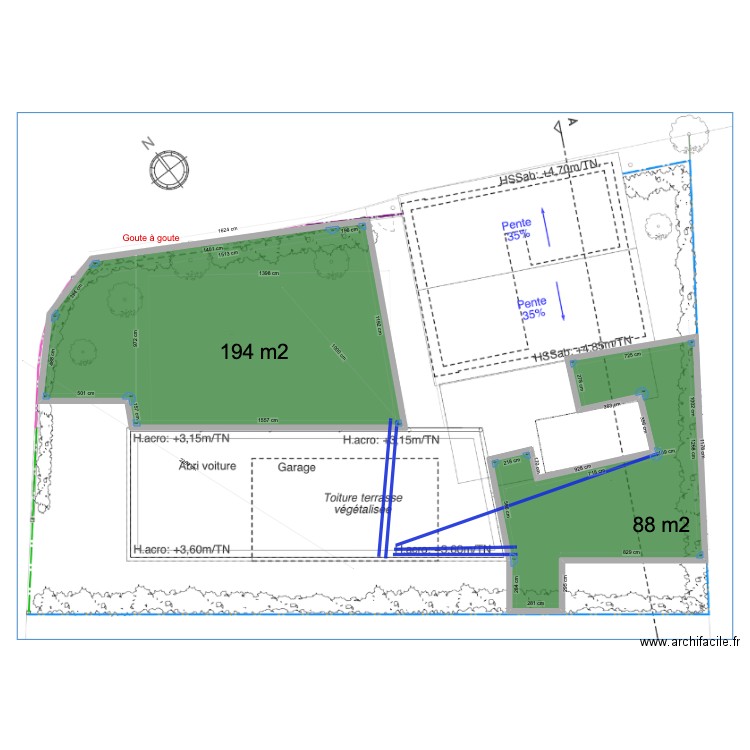 ARROSAGE. Plan de 2 pièces et 295 m2