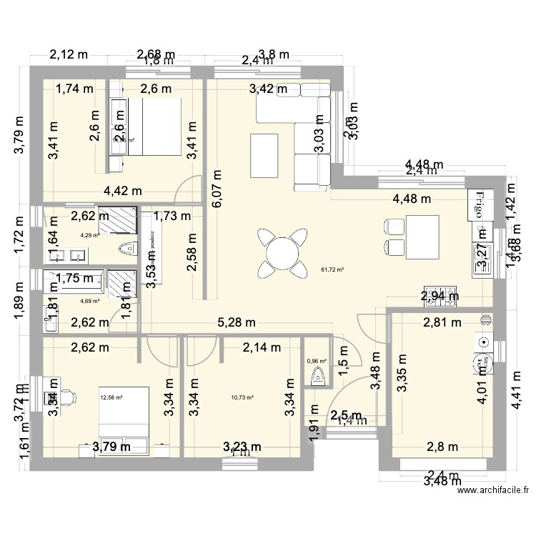 Plan 3. Plan de 7 pièces et 110 m2