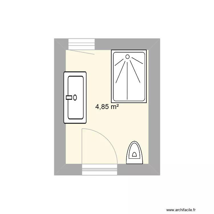 SDB. Plan de 1  et 5 m²