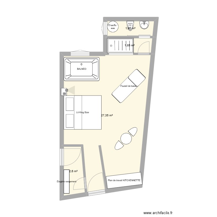 projet lr. Plan de 4 pièces et 34 m2