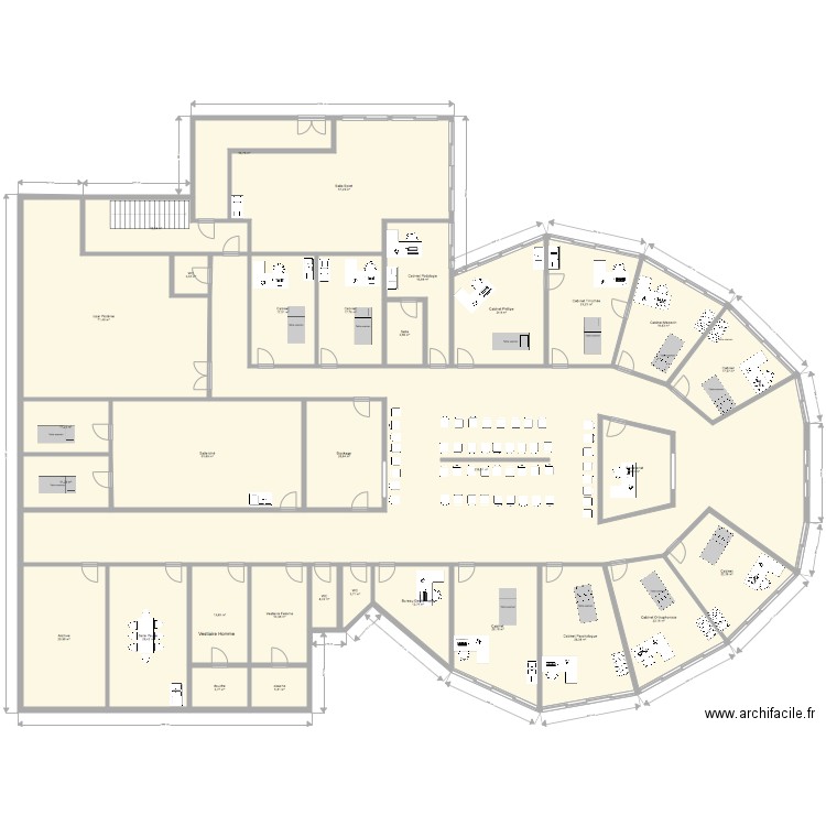 MSS Chatenoy Plan de masse . Plan de 32 pièces et 886 m2