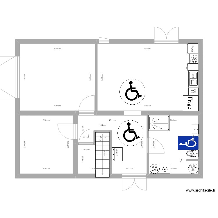 FERBRU. Plan de 6 pièces et 73 m2