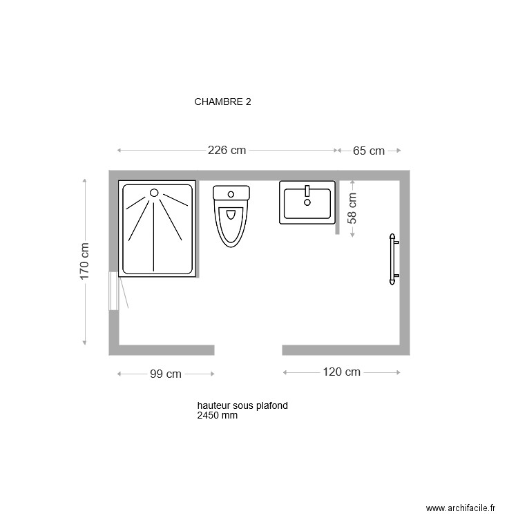 salle de bain ch2. Plan de 0 pièce et 0 m2