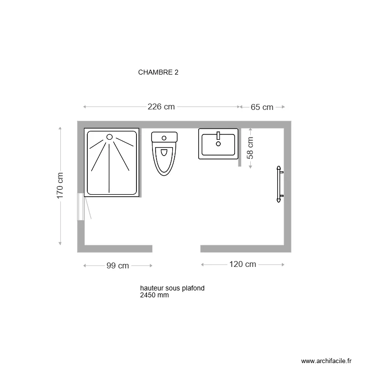 salle de bain ch2. Plan de 