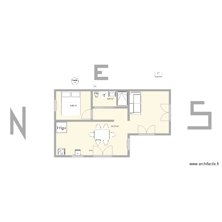 studio4. Plan de 3 pièces et 42 m2