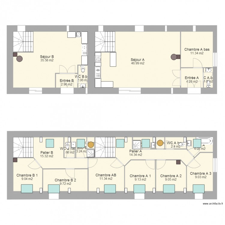 Laugny 2014 04 04 avec correction sous pente et velux. Plan de 0 pièce et 0 m2