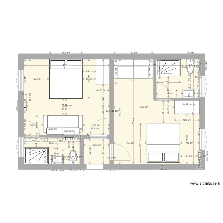 ch d'hote sederon. Plan de 1 pièce et 41 m2