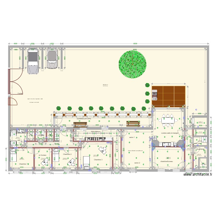 Bâtiment Voltaire RDC  V006. Plan de 19 pièces et 450 m2