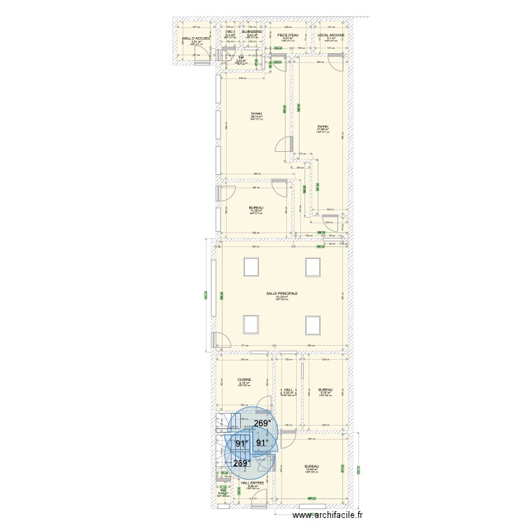 COQ TAMINES. Plan de 17 pièces et 172 m2