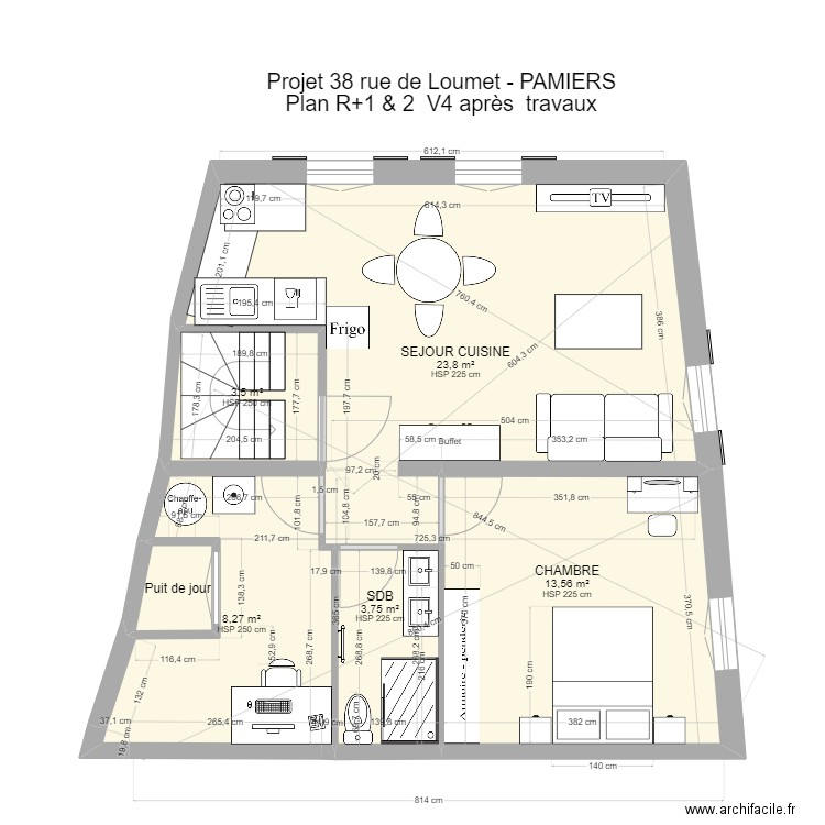 PAMIERS3 R+2 V4 après travaux. Plan de 0 pièce et 0 m2