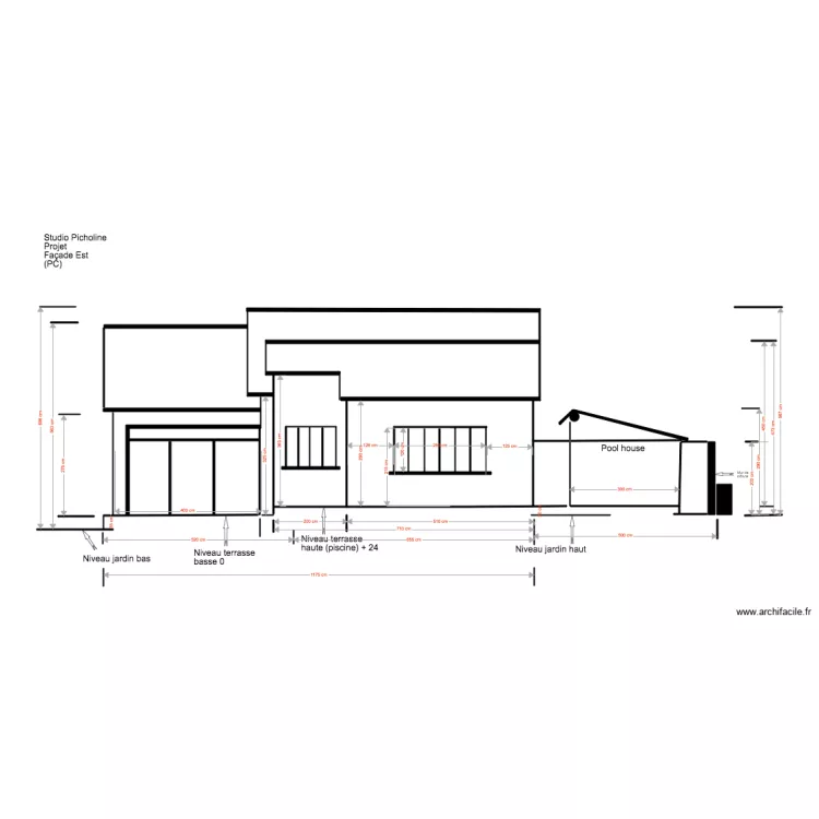 Studio Picholine Projet 03 18 5 PC Fa&ccedil;ade Est  Pool house. Plan de 