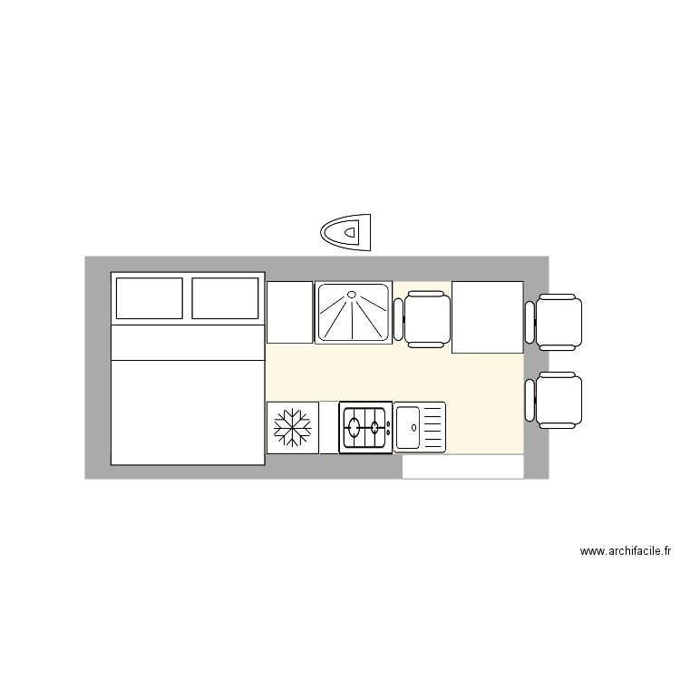 Aménagement van 3. Plan de 1 pièce et 8 m2