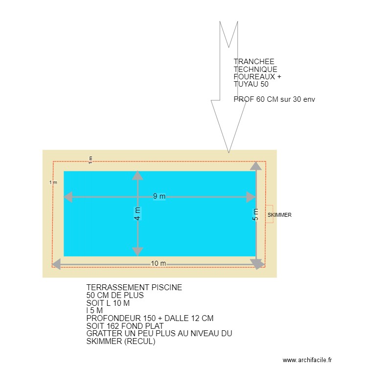 plan piscine terrassement. Plan de 0 pièce et 0 m2