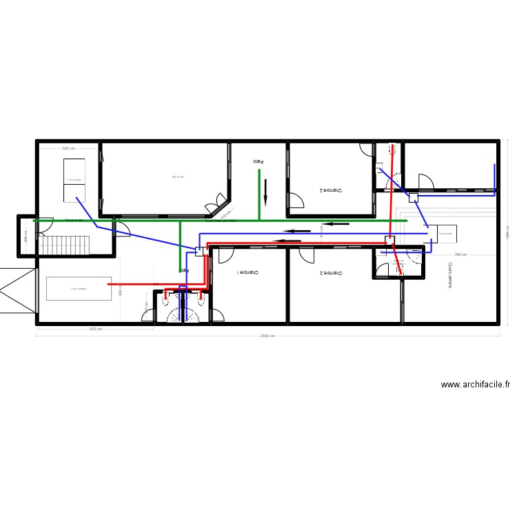 plomberie. Plan de 30 pièces et 461 m2