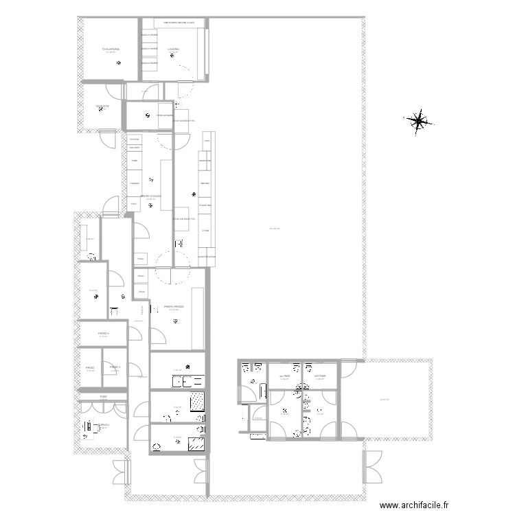 rest. Plan de 28 pièces et 443 m2