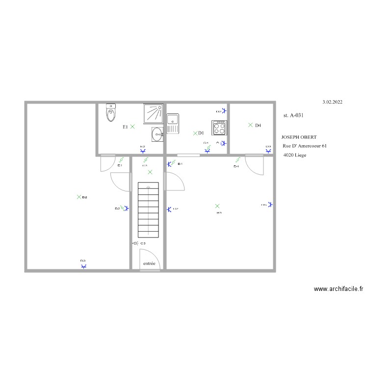 amercooeur . Plan de 6 pièces et 60 m2