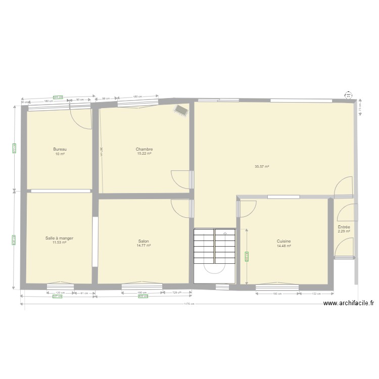 Projet RdC  actuel avant extension v0. Plan de 0 pièce et 0 m2