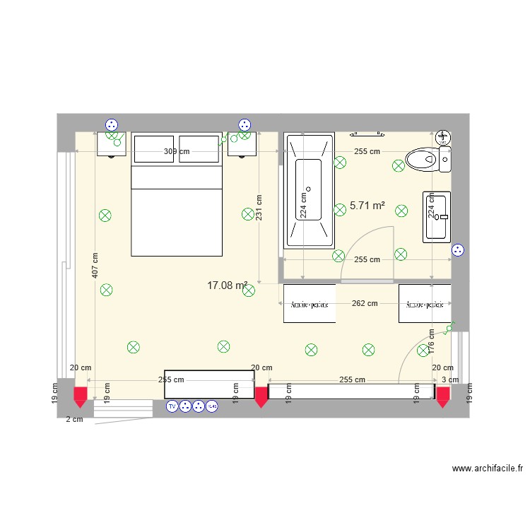 chalet chambre AT. Plan de 0 pièce et 0 m2