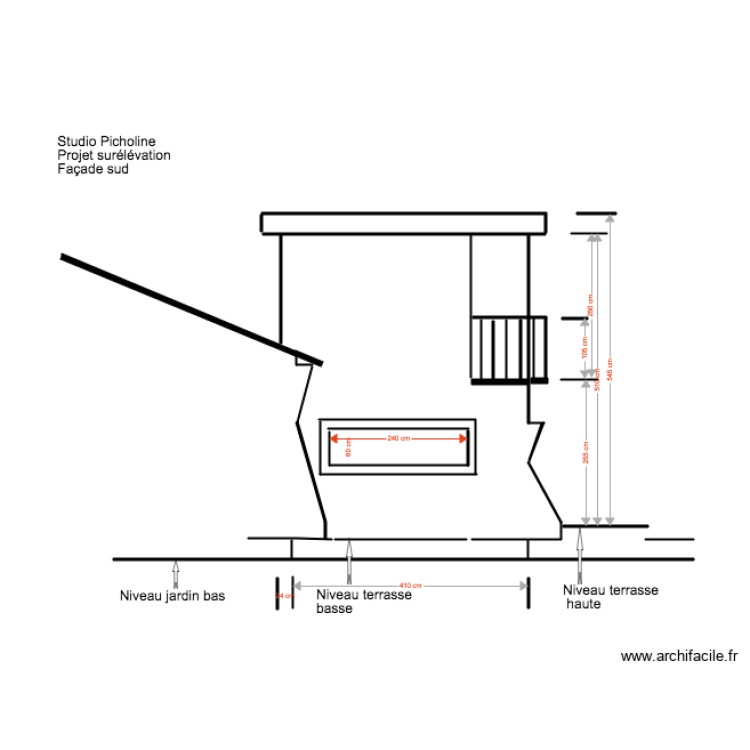 Studio Picholine Projet sur&eacute;l&eacute;vation Fa&ccedil;ade Sud 02 18 2. Plan de 0 pièce et 0 m2