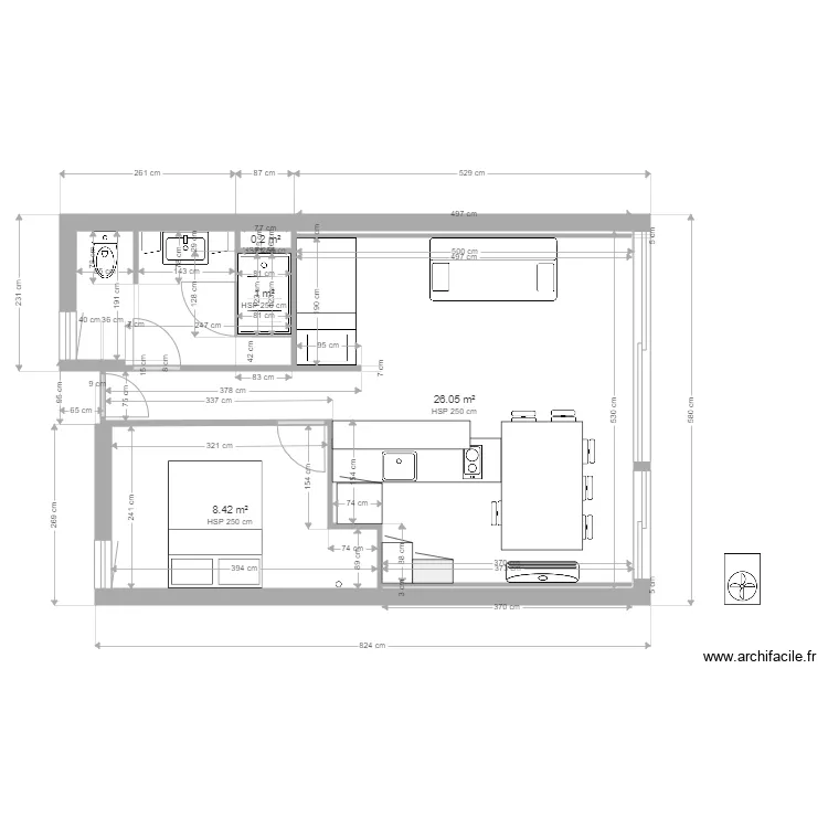 mon appartement T2 V3. Plan de 
