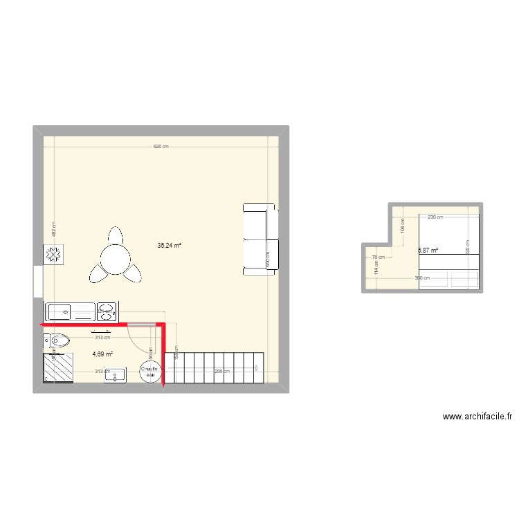 2 ème étage - appartement 5. Plan de 3 pièces et 46 m2