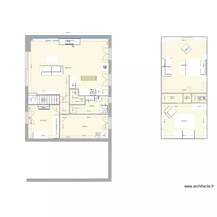 Maison en travaux. Plan de 