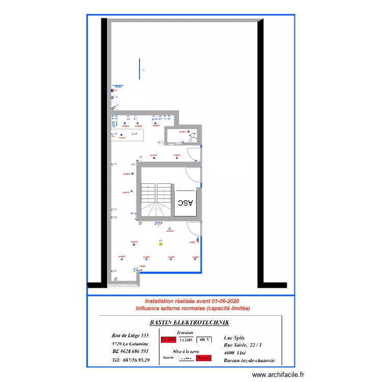 Luc spits bureau. Plan de 